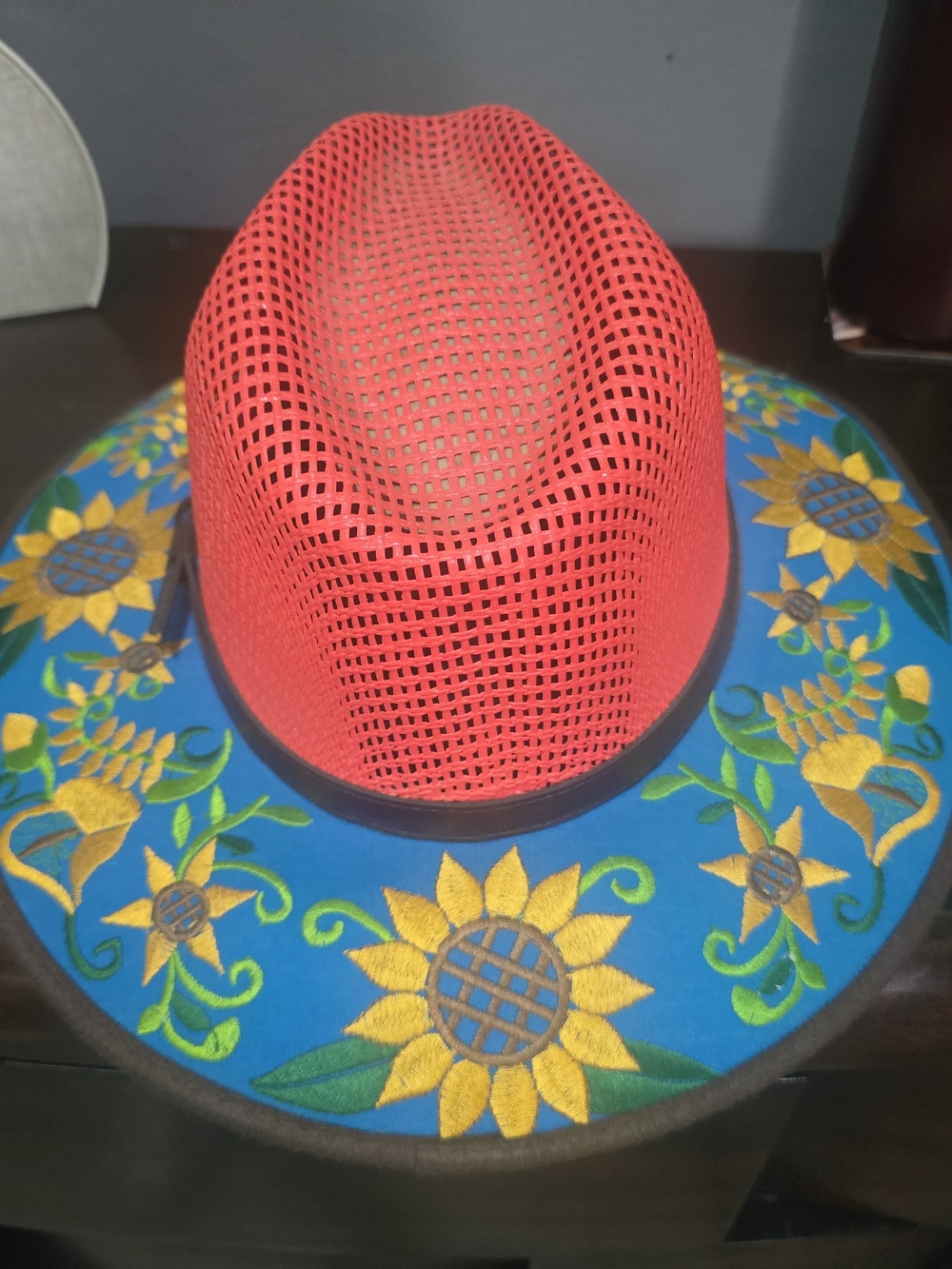 Embroidered Mexican Sombrero Hat – Floral Sunflower – Made in Mexico – Size M